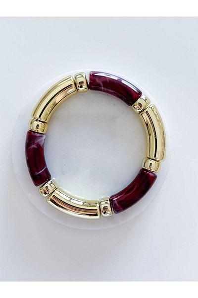 CHARMLUCKY Colorful Bone-Gold Elastic Bracelet