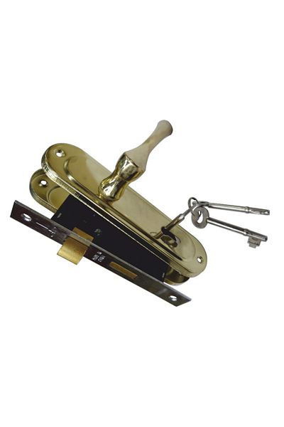 flores Complete lock, mortise, keyed, 3 keys, yellow, 57 mm