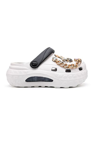 Tmall Women's Slippers, With Platform And Accessories, Foam, Pd1027, White And Black