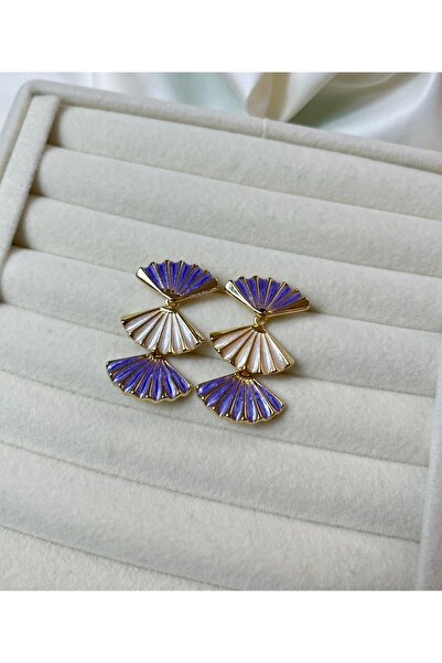 Orvix Accessories MOR KREM MOTİFLİ VİNTAGE KADIN KÜPE YAZLIK KÜPE ABİYE KÜPE HEDİYELİK KÜPE