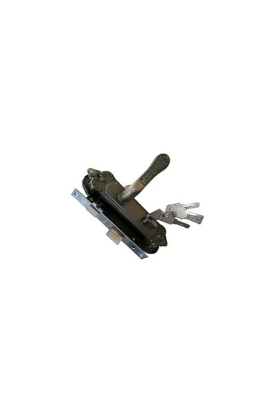 flores Complete lock, mortise, on the barrel, 5 keys, antique grey, 57 mm