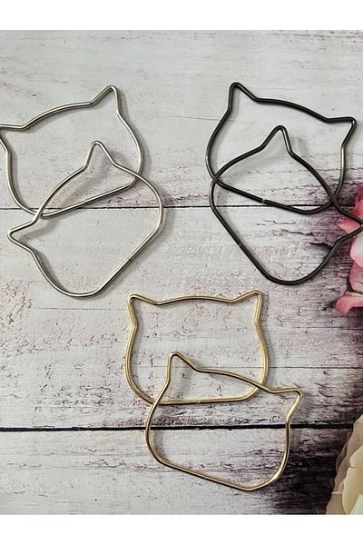 OZN AKSESUAR Cat Ear Bag Handle, Metal Bag Handle, Metal Handle, Knitting Bag Handle Black (Pair)