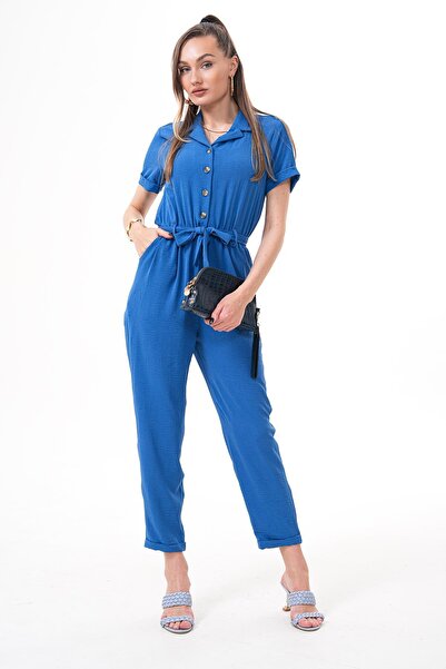 ŞİMAL Γυναικεία ολόσωμη φόρμα με λεπτομέρεια με κουμπιά 250376 -