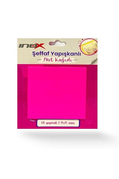 inox Adhesive Note Paper 75X75 Transparent Pink 50 Yp Pack of 24