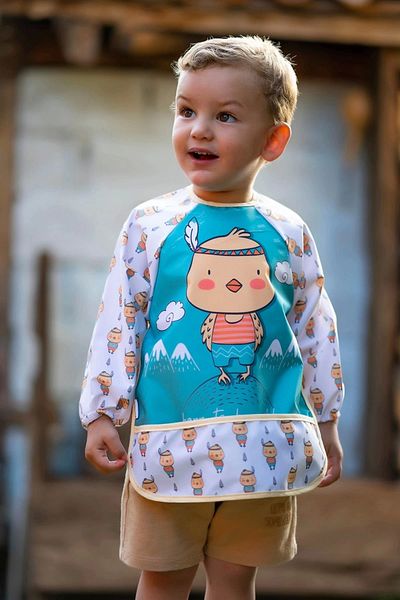 Magu Baby Chick Patterned Long Sleeve Wearable Waterproof Baby Bib