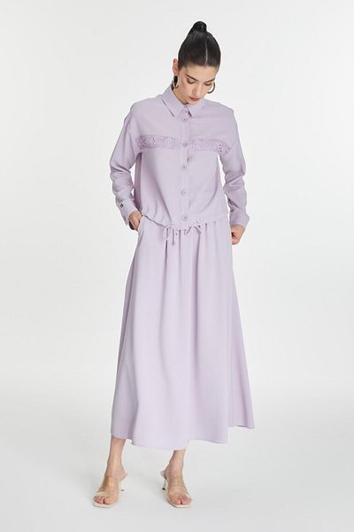 Zühre Lace Detailed Lavender Double Set Tk-1266
