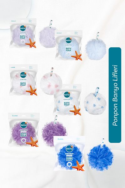 Balmy Set of 6 Pompom Bath Loofah