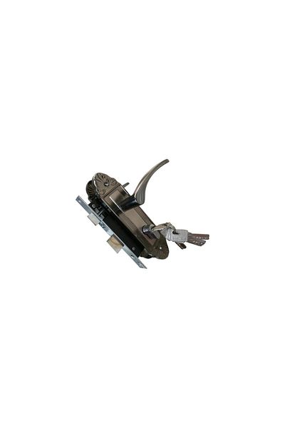 flores Complete lock, mortise, on the barrel, 5 keys, satin-smoke, 57 mm