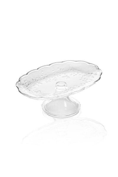 GUNES ZUCCACIYE The Mia Footed Glass Presentation Plate Oval 31X20X12 cm