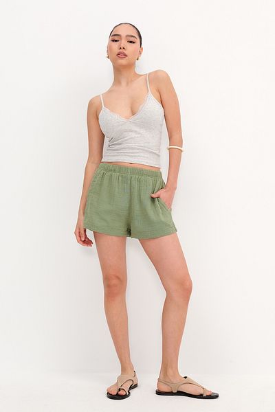 Addax Elastic Waist Shorts Sh13852