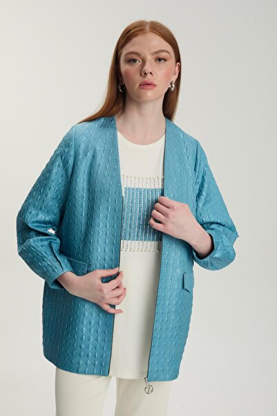 Zühre Jacquard Underwear Jacket Aqua Double Suit Tk-1569