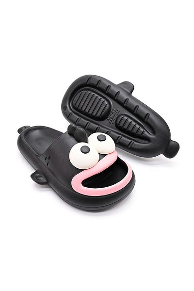 Tmall Women's Slippers, With Ugly Fish Cartoons, Foam, Pd1036, Black