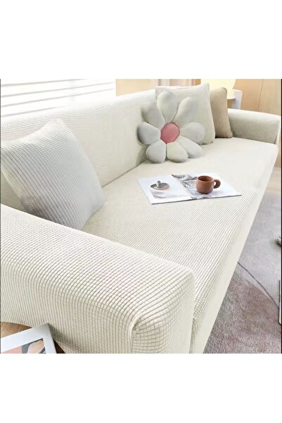 riselerhome Riseler Streç Lastikli Esnek Yikanabilir Kare Desen 3 Kişilik Kol...