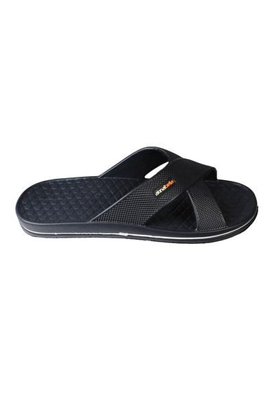 Yaz Kış Ayakkabı Yazkiş Men's Black Navy Blue Cross Banded 46-47 Large Size Pool Sea Garden Slippers