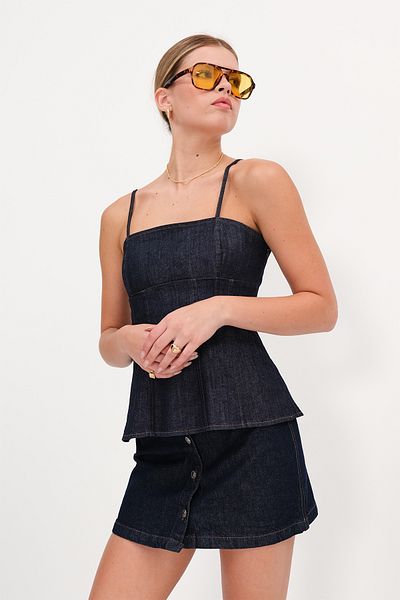 Addax Bluză din denim cu bretele reglabile A17241