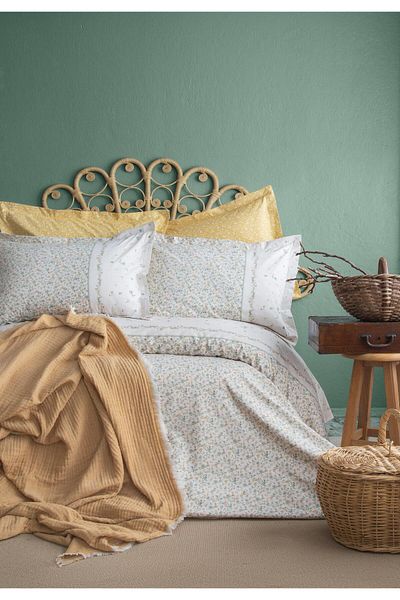 Apricitas HOME Double Personality Muslin Bed Cover Duvet Cover Set Sage Mustard - Pike Set