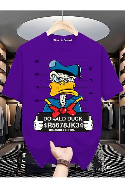 New Shine Donald Duck Printed Large Size Oversize T-Shirt