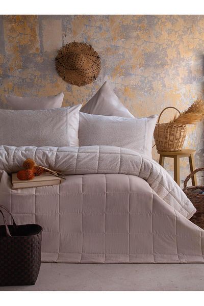 Apricitas HOME طقم غطاء سرير مزدوج إينيس بيج - غطاء سرير