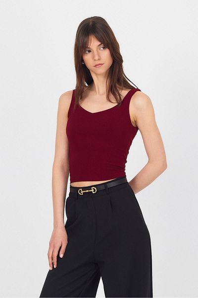 Rays Burgundy Thick Strap V-Neck Blouse 13293