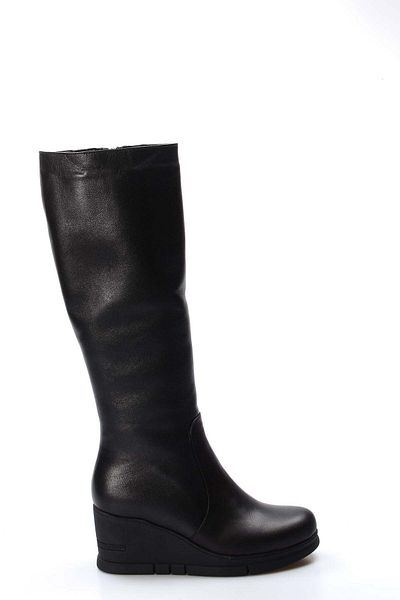 FAST STEP Cizme de damă cu toc cu pană din piele naturală și blană 064kza1006