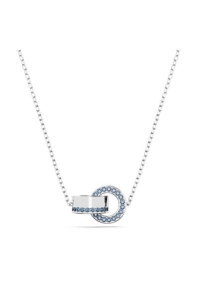 Swarovski 5663504 Swarovski Necklace Hollow pendant, Interlocking loop, Blue, Rhodium plated