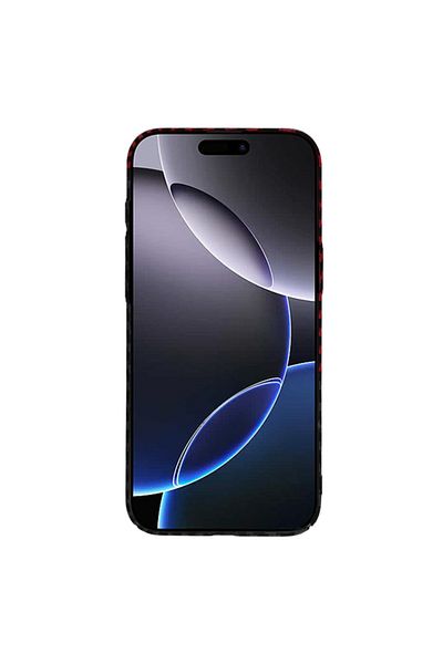 SKYDDAR INNOVATION Case for iPhone 16 Pro Max, carbon texture, Carbonite FiberShell, Dark Red, sticker set