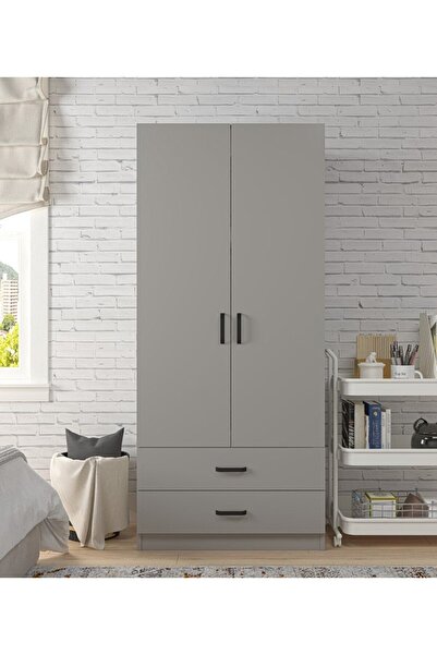 midoser Yaman 80 Cm Luna 2 Kapaklı 2 Çekmeceli Elbise Dolabı - Gardırop