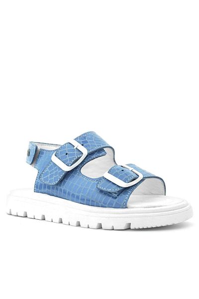 hapshoe Sandale pentru fete cu cataramă cu model albastru din piele naturală