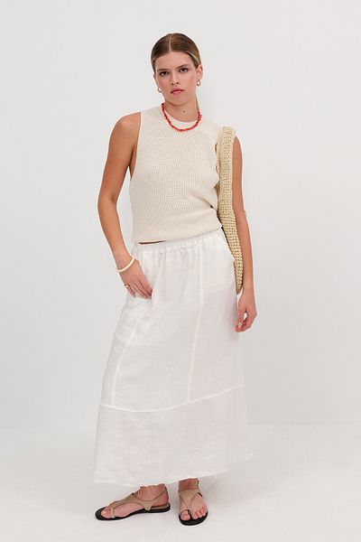 Addax Linen Blended Long Skirt E16420