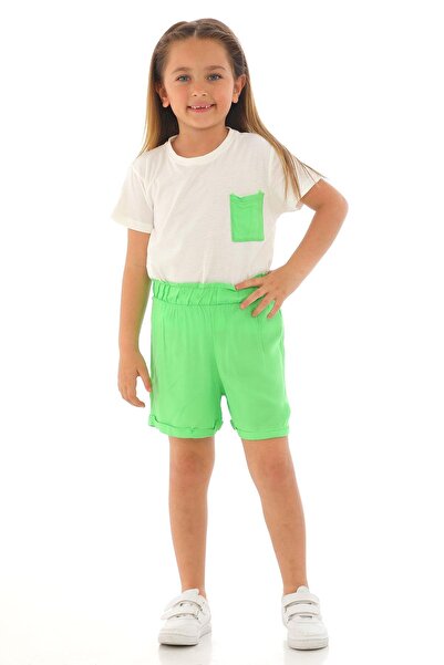 zepkids Kratki rukav prednji Sa detaljem džepa ekru pistacija zelene boje set...