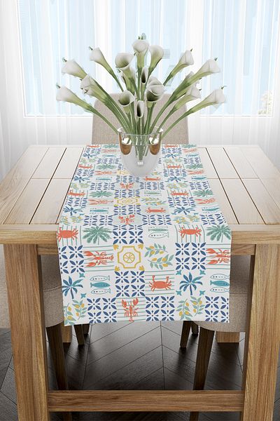 EsnafAli Runner cu model marin albastru verde 40x220
