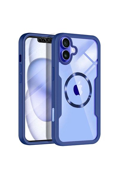SKYDDAR INNOVATION Carcasă + folie pentru iPhone 16, [pachet 360°] ColorVerse MagSafe, albastră, set cu autocolant