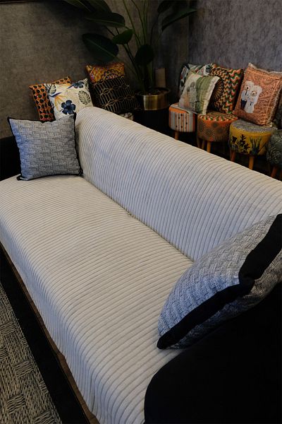 DEKOMOD Non-Slip Base 1 Piece Sofa Sofa Bed Cover Gray Color 170X200 Non-Crinkle Sponge Velvet Special Cut