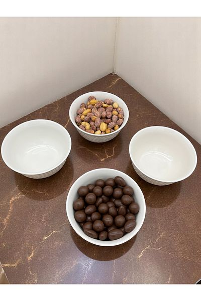 ALCE 4-Piece Ceramic Soup Bowl Compote Snack Bowl Embossed Model