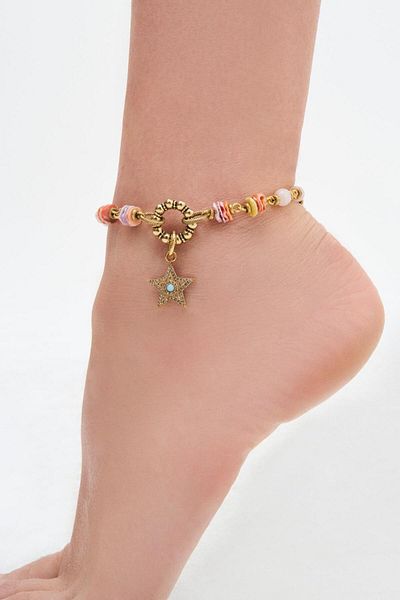 Mon Reve Sea Star Pink Quartz Natural Stone Anklet