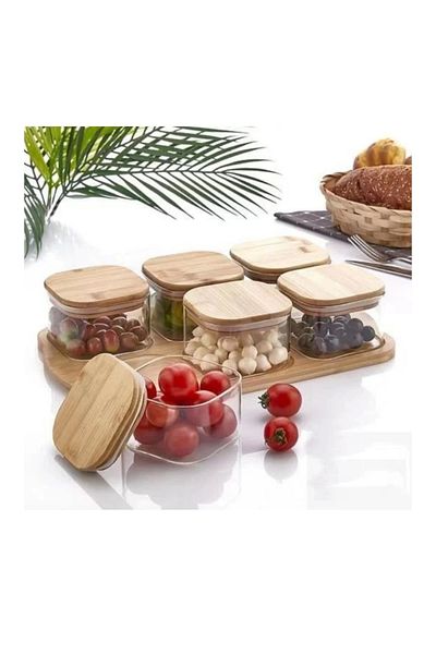 MİEN Mien M003 Bamboo Covered Glass Breakfast Set of 6