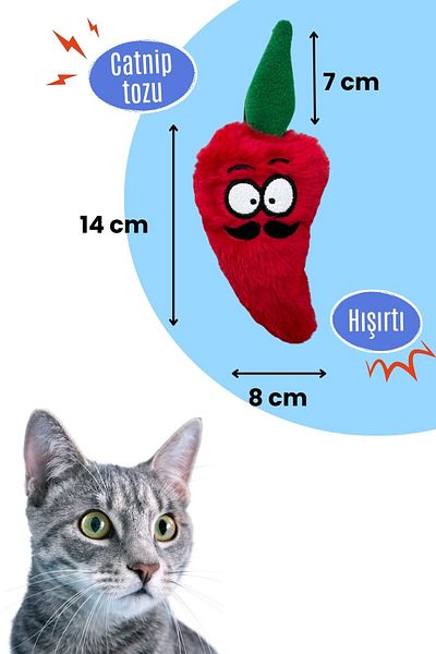 Miyav Plush Pepper Cat Toy Catnip, Rustling Sound Cat Toy