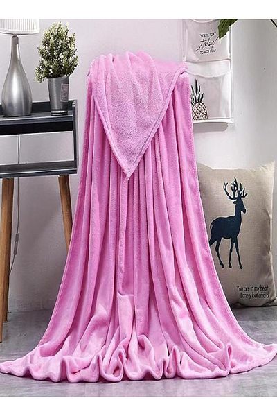 RISHAHOME King Size Flannel Fleece Blanket – 200x230cm, Pink, Soft, All-Season Throw