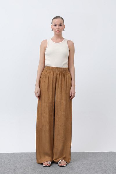 Puane Women's Elastic Waist Loose Trousers - 18238Pnt - Camel