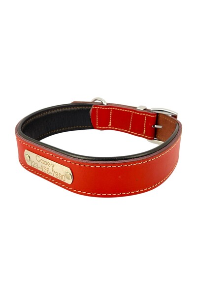 Canini Collar Kişiselleştirilmiş Hakiki Klasik Deri Köpek Tasması, Dayanıklı-Yumuşak Deri Alt Kısım