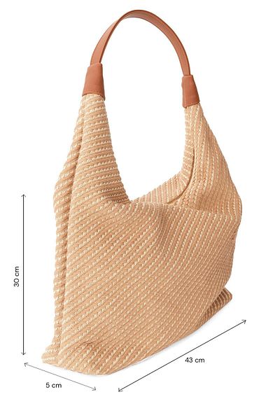 Mio Gusto Straw Textured Large Size Beige Color Women's Shoulder Bag