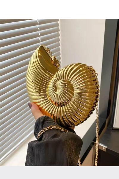 Berlesi Gold Deniz Kabuğu Desenli Abiye Çanta