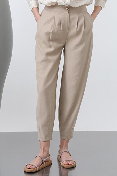 Puane Γυναικείο παντελόνι με ελαστικό πίσω μέρος - 18235PNT - CAMEL