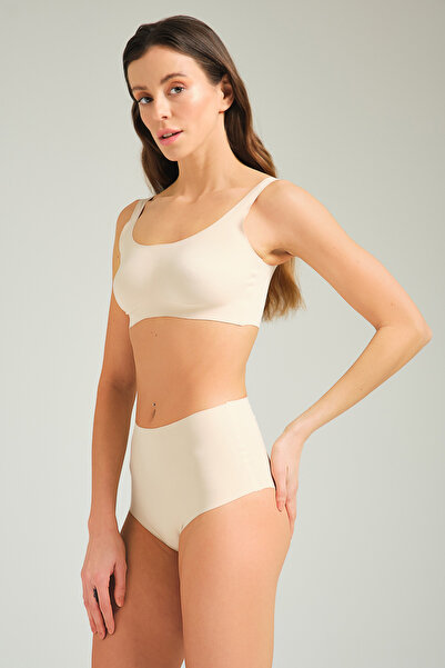 Pulsar Lazer Kesim Yüksek Bel Görünmez Külot Ten