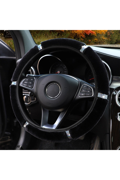 Choice غطاء عجلة قيادة السيارة العالمي المصنوع من القطيفة الناعمة باللون الأس...