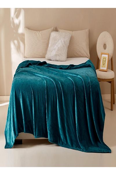 RISHAHOME Single Size Flannel Fleece Blanket – 150x200cm, Green, Soft, All-Season Throw