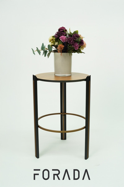 Forada Home & Style Kompakt Laminant Metal Yuvarlak Yan Sehpa