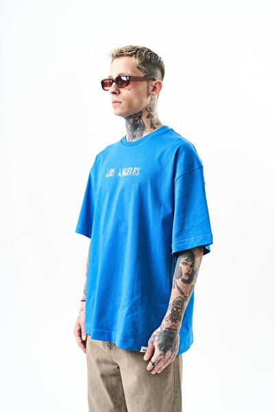 Respire Чоловіча футболка Oversize з принтом Los Angeles, синя