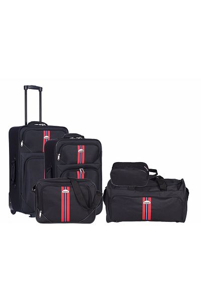 Master Set of 5 Master Penta, Medium Trolley, Small Trolley, Travel Bag, Airplane Bag, Cosmetic Bag, Black
