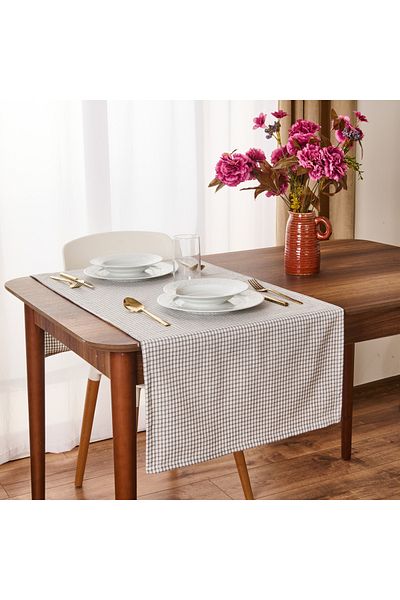 Evidea Soft Gingham Runner - Gray - 50X130 cm
